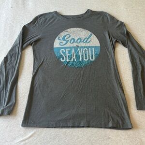 Life‎ is Good Women’s Long Sleeve Gray “Good to Sea You” Tee, sz Small ♠️